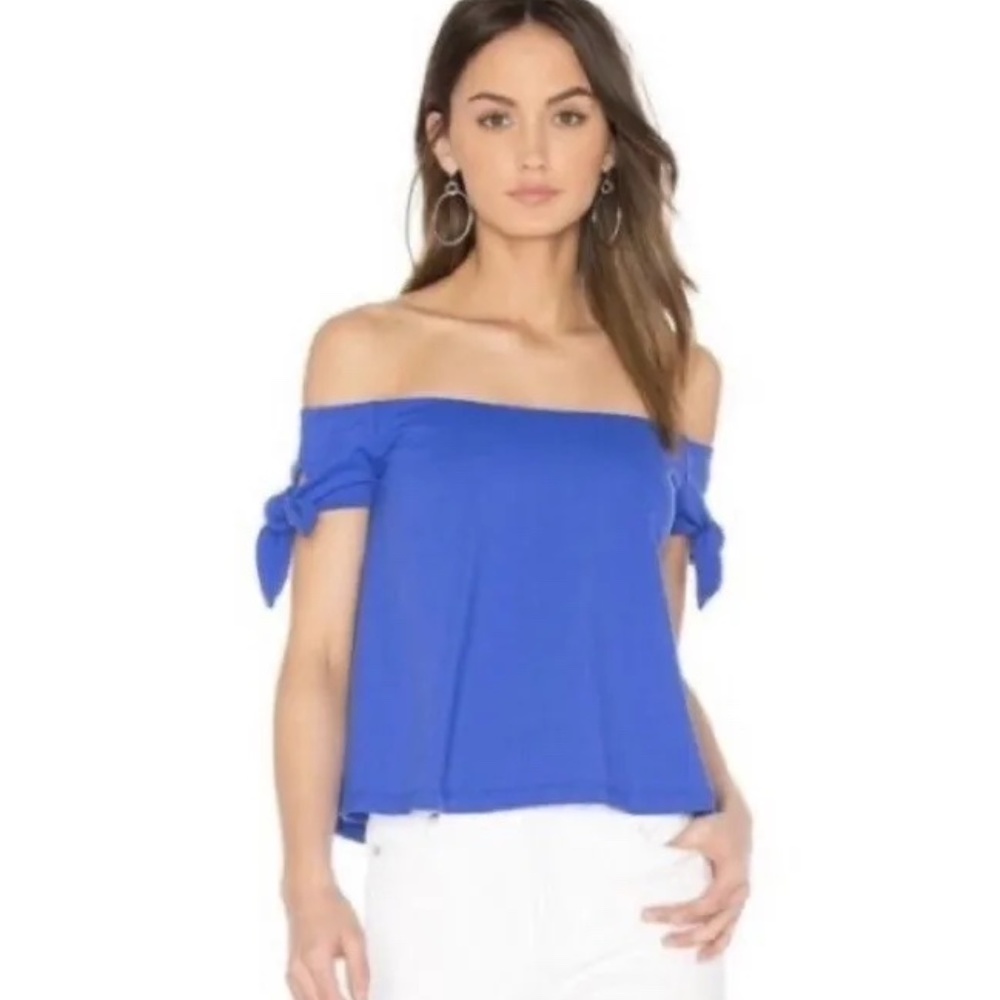 NWT Susana Monaco Maia Tie Sleeve Blue Revolve Blouse